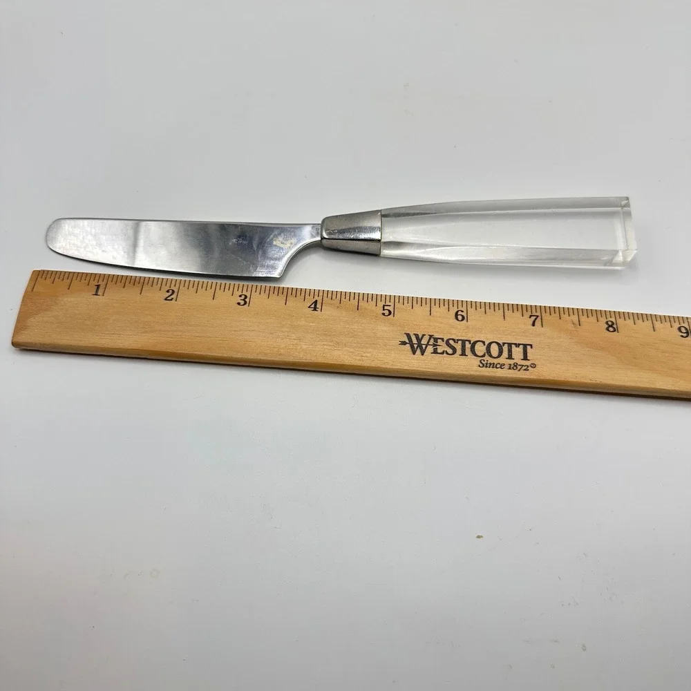 Set of 4 Modern Clear Acrylic Handle Stainless Steel Steak Knives 8.5 Inch